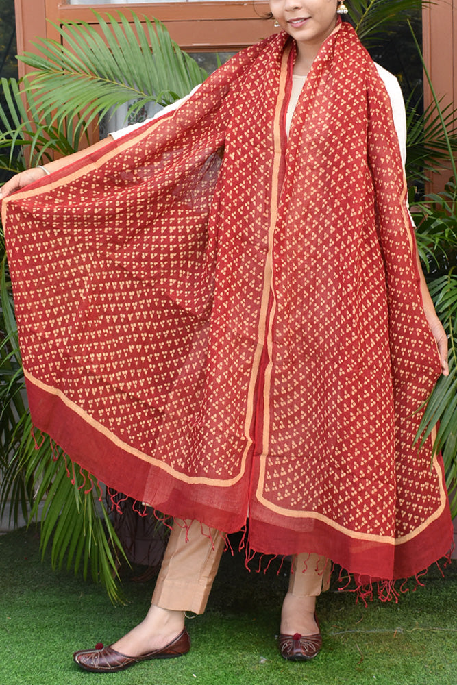 Elegant Hand Block Printed Pure Linen dupatta