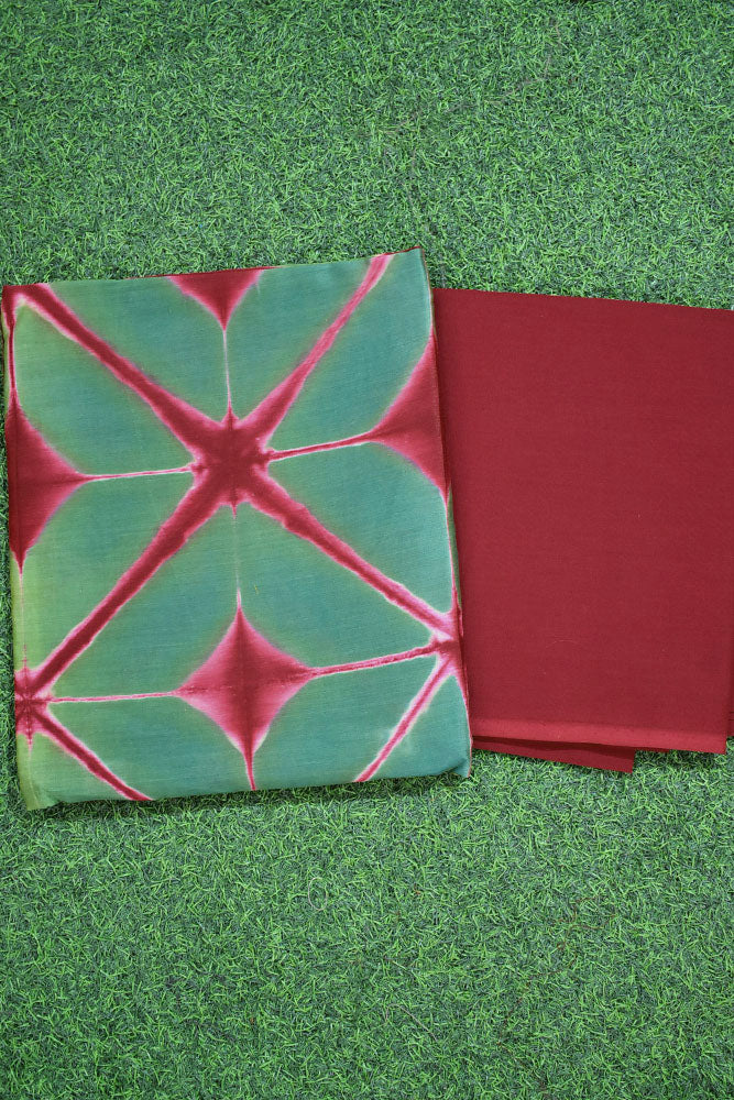 Stunning Hand Crafted Clamp Dyed Chanderi Kurta & cotton pant Unstitched sets