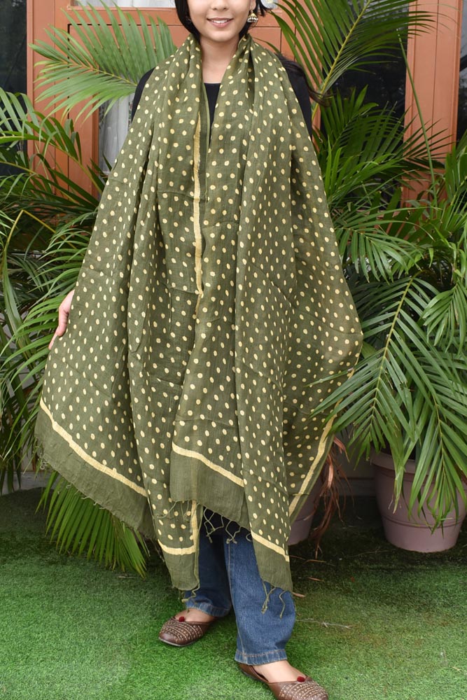 Elegant Hand Block Printed Pure Linen dupatta
