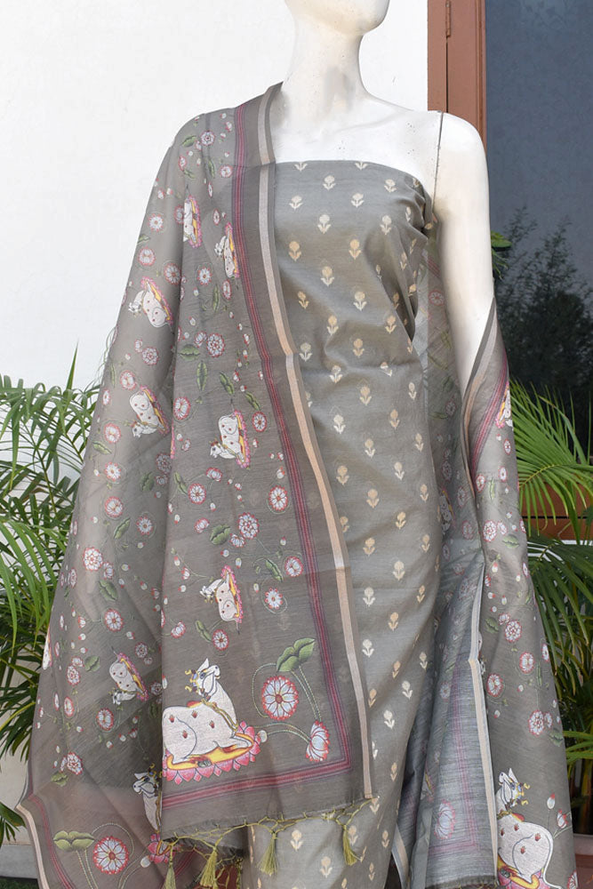Beautiful Silk cotton Suit with Pichwai inspired Digital print dupatta