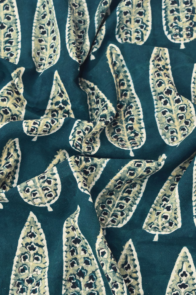Ajrakh Hand Block Printed Cotton Cut ( blouse) Fabric