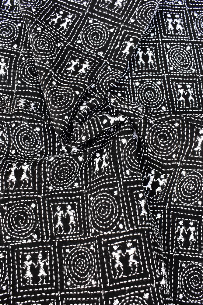 Cotton Blouse fabric with Hand Kantha work