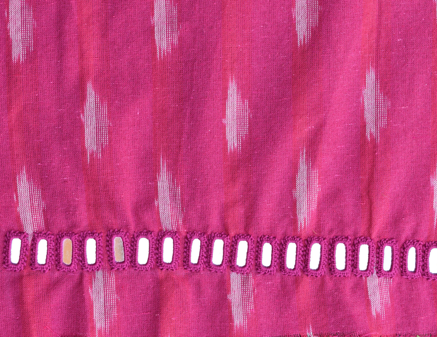 Handwoven Ikkat Cotton Kurta fabric with Kutch Mirror work & Chikankari & Hand Paint Kota dupatta
