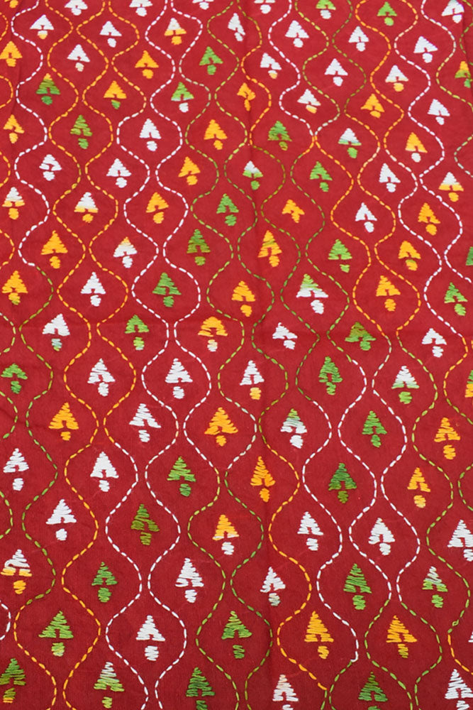 Cotton Blouse fabric with Hand Kantha work