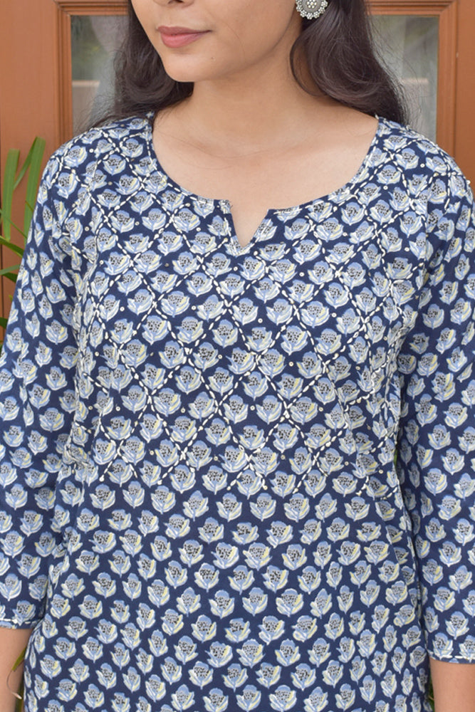 Elegant Short top / Kurta with Kantha & sequins Work Size - 36, 38, 40, 42, 44