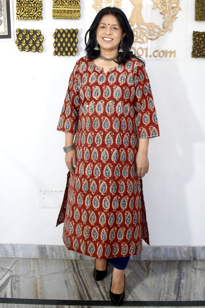 Elegant Hand Block Printed Cotton Kurta - Sizes 40 - 46