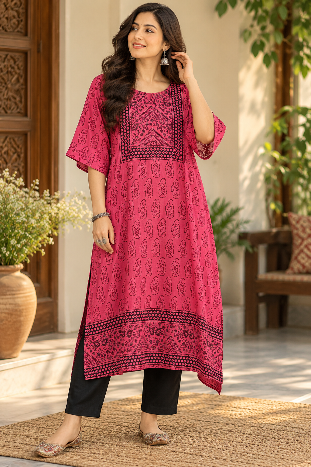 Beautiful bagh Modal Silk Kaftan kurta