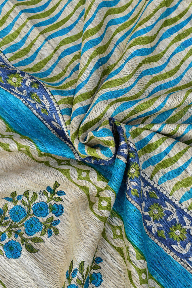 Geecha Silk Dupatta with Hand Block print