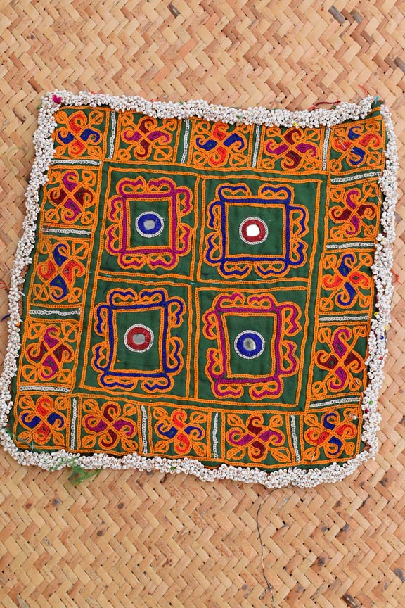 Authentic Vintage Hand Embroidered Banjara Afghani Tribal Patch with bead work