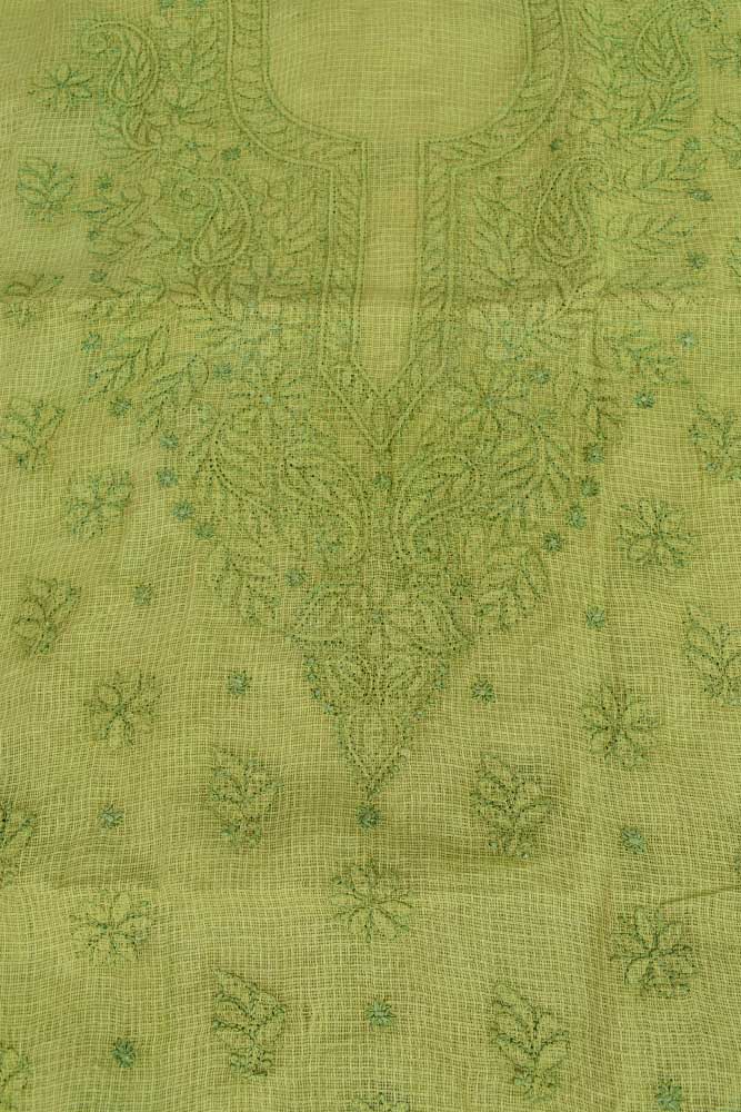 Hand Embroidered Lucknow Chikankari Work Kota Cotton Fabric( kurta fabric only)