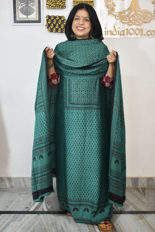 Bagh Hand Block Printed unstitched 3 pc Modal silk suit fabric from MP