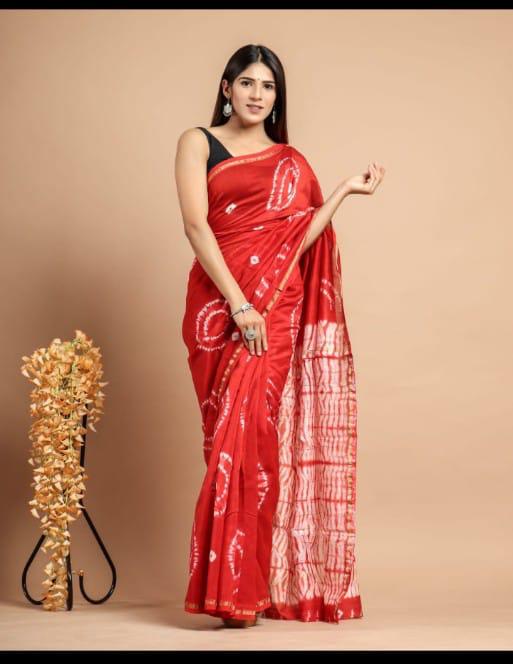 Beautiful Shibori Chanderi Silk Cotton Saree
