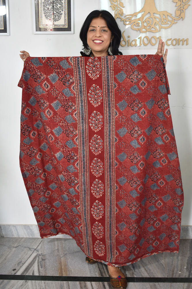 Designer Ajrakh cotton kurta fabrics - 2.5 mtrs