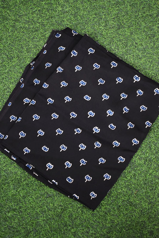 Beautiful Modal Silk Ajrakh Hand Block Print Fabric - 2.5 mtrs cut