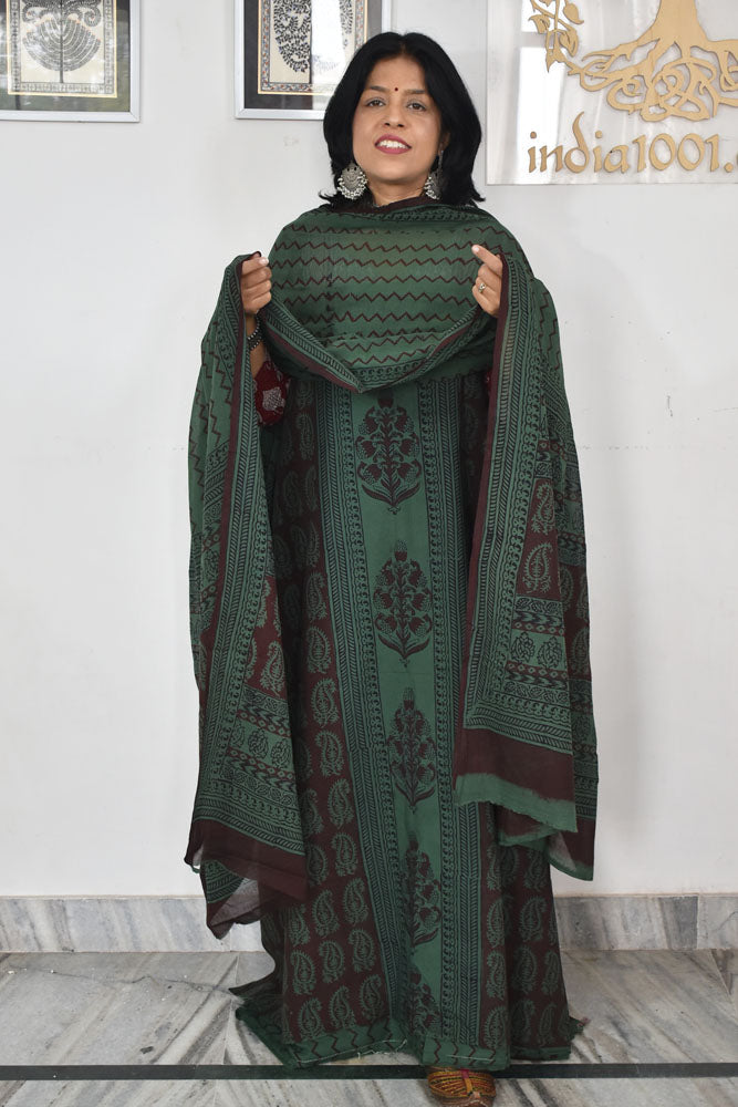 Bagh Hand Block Printed unstitched 3 pc Cotton suit fabric from MP