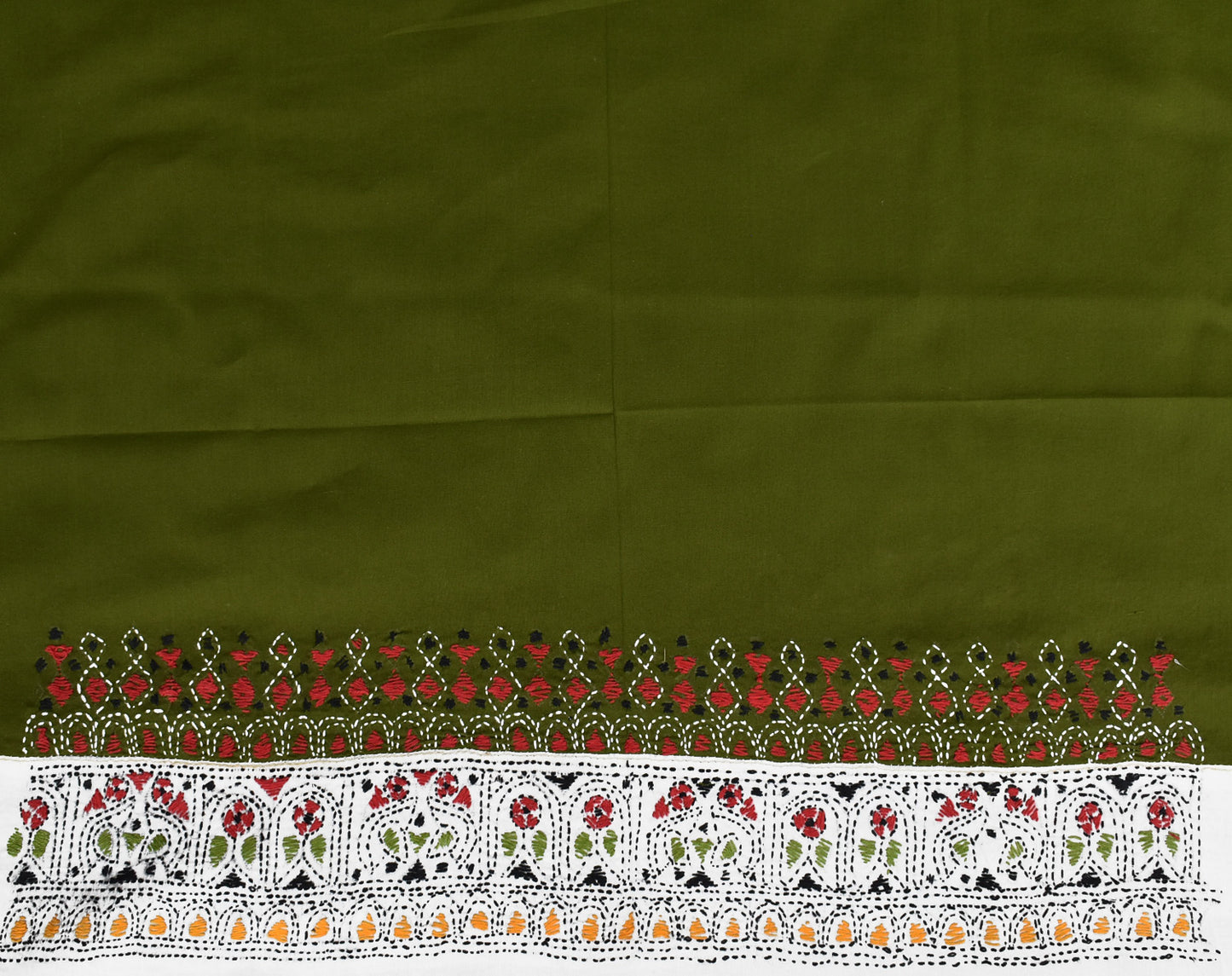 Cotton Blouse fabric with Bengal Kantha Hand Embroidery work