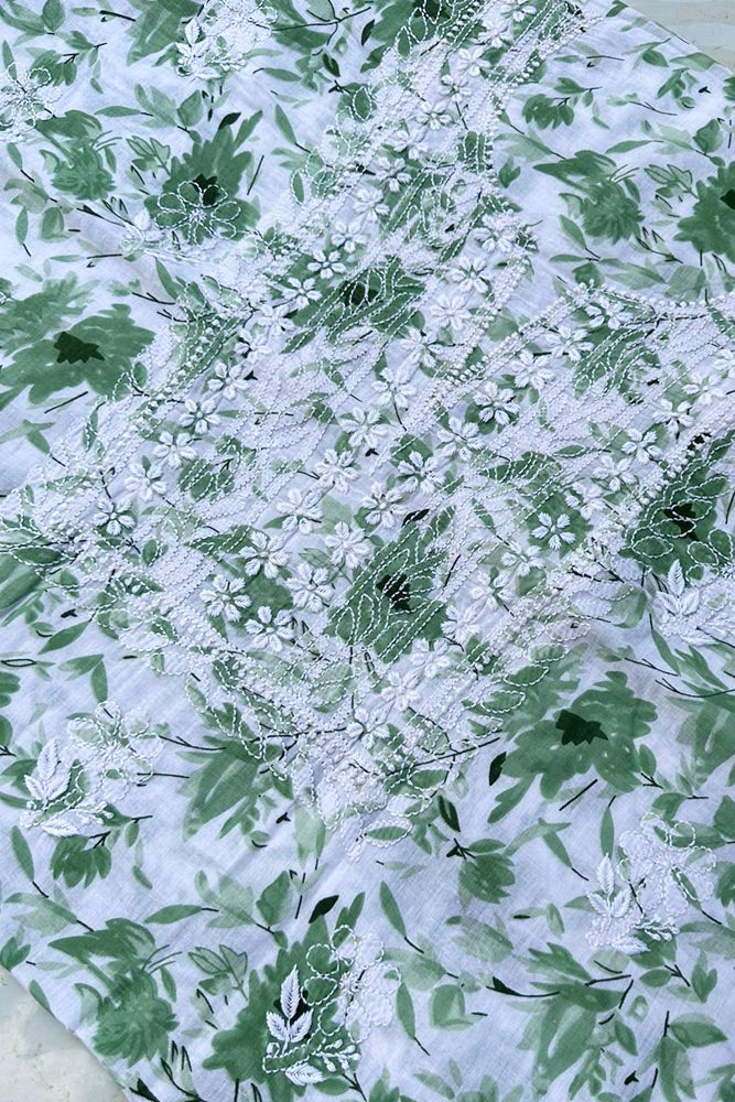 Beautiful Hand Embroidered Lucknow Chikankari Work Cotton Fabric( kurta fabric only)