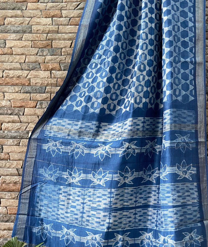 Handcrafted Shibori Tie-Dye Maheshwari Saree with Zari Border