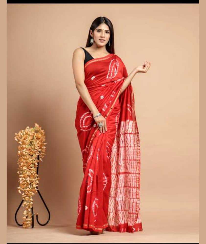 Beautiful Shibori Chanderi Silk Cotton Saree