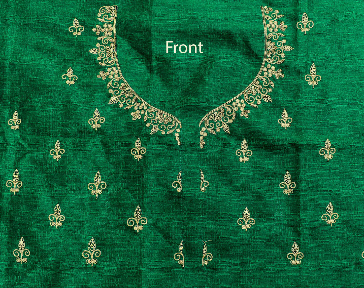 Intricate & Detailed Hand Zardozi, DaBka, Aari , Pearl & Sequin work Blouse Fabric on Art Silk Fabric