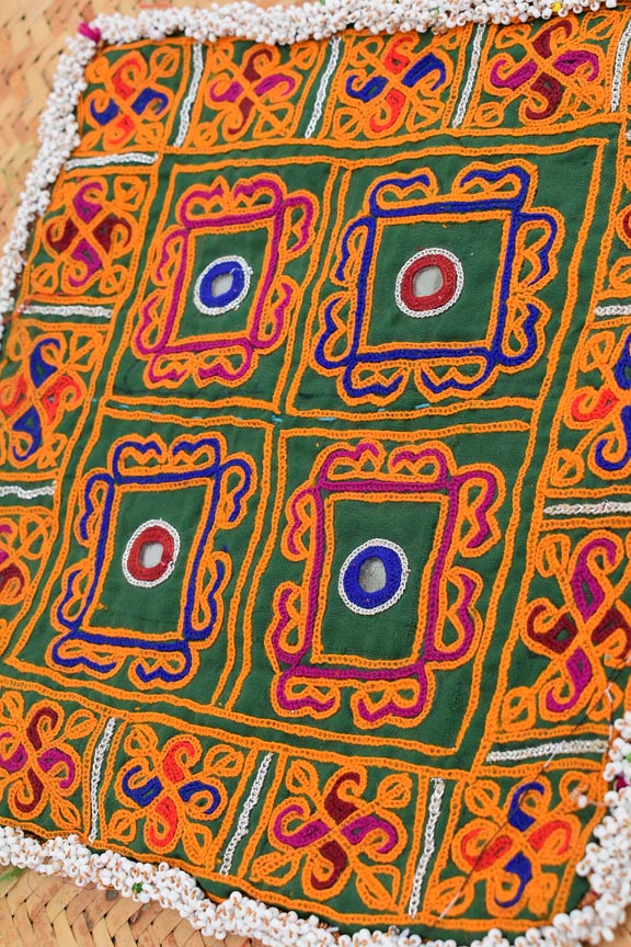 Authentic Vintage Hand Embroidered Banjara Afghani Tribal Patch with bead work