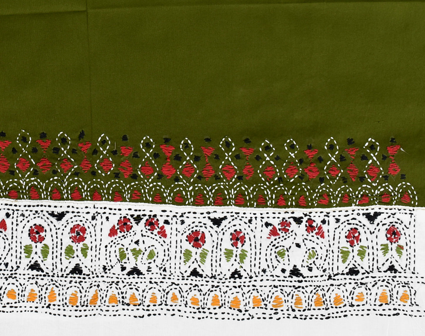 Cotton Blouse fabric with Bengal Kantha Hand Embroidery work