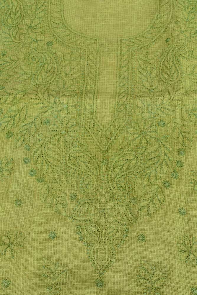 Hand Embroidered Lucknow Chikankari Work Kota Cotton Fabric( kurta fabric only)