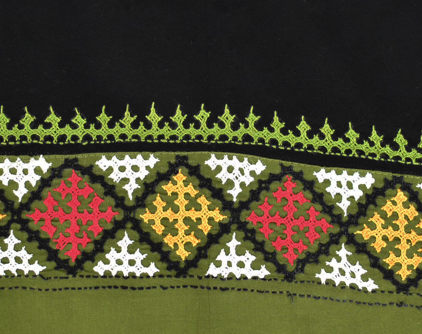 Cotton Blouse fabric with Bengal Hand Embroidery work in Kutch work style