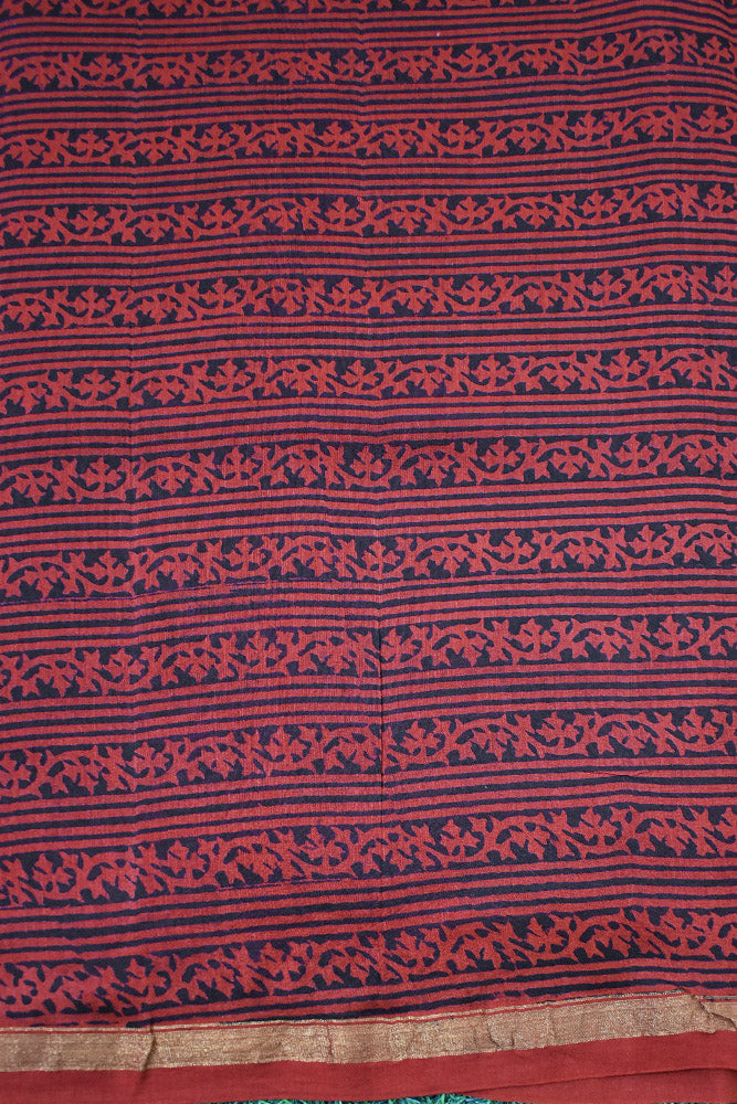 Classic Bagh Hand Block Printed unstitched 3 pcs Chanderi suit fabric