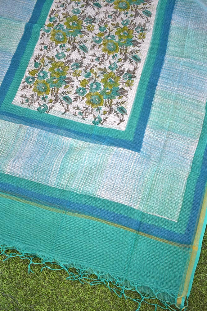 Hand Block Printed & Brush painted Kota Doria Cotton Dupatta