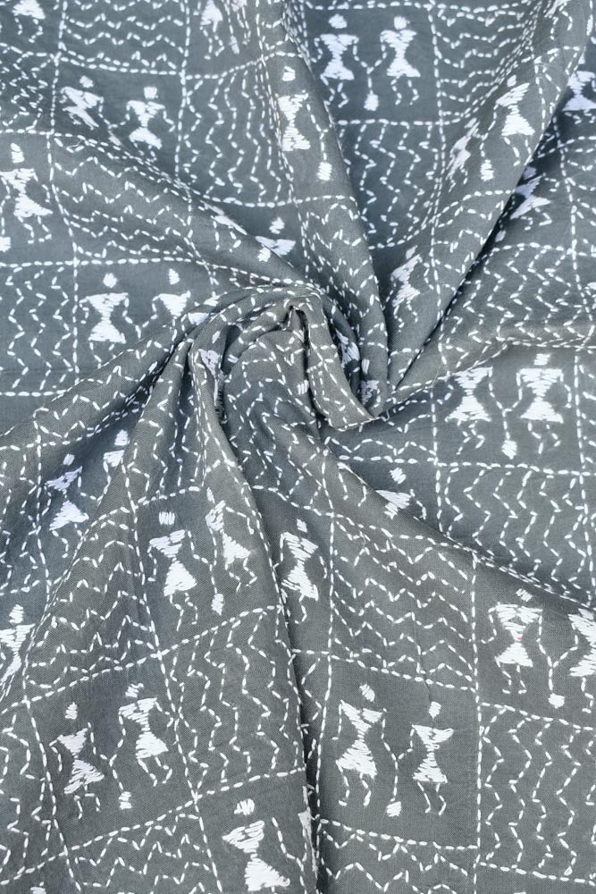 Cotton Blouse fabric with Hand Kantha work