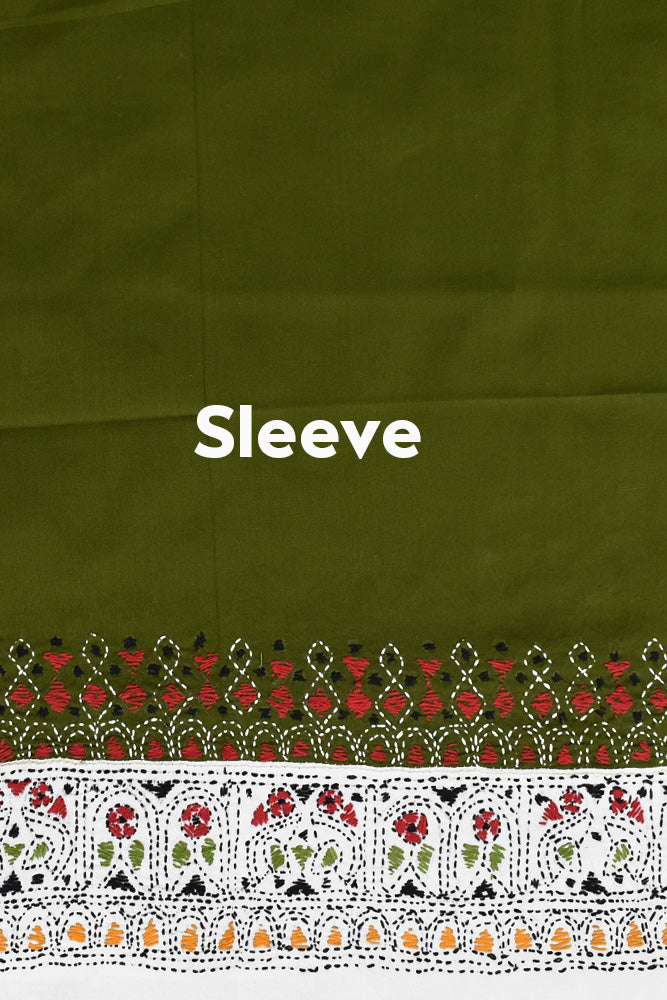 Cotton Blouse fabric with Bengal Kantha Hand Embroidery work