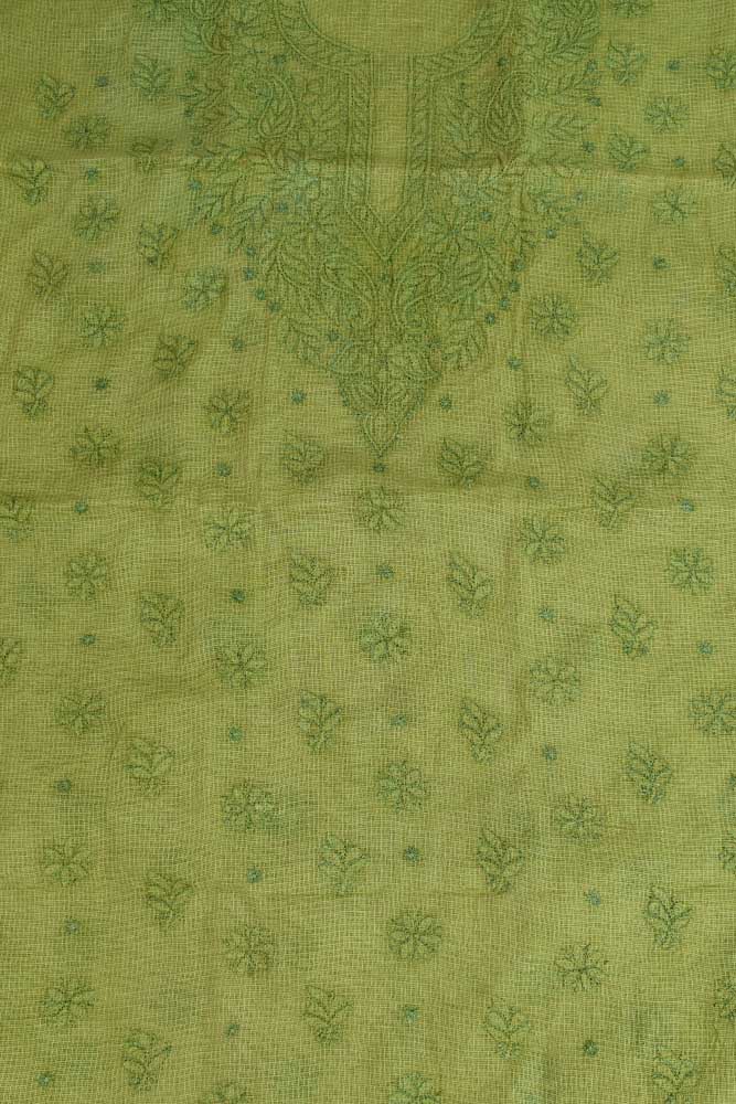 Hand Embroidered Lucknow Chikankari Work Kota Cotton Fabric( kurta fabric only)