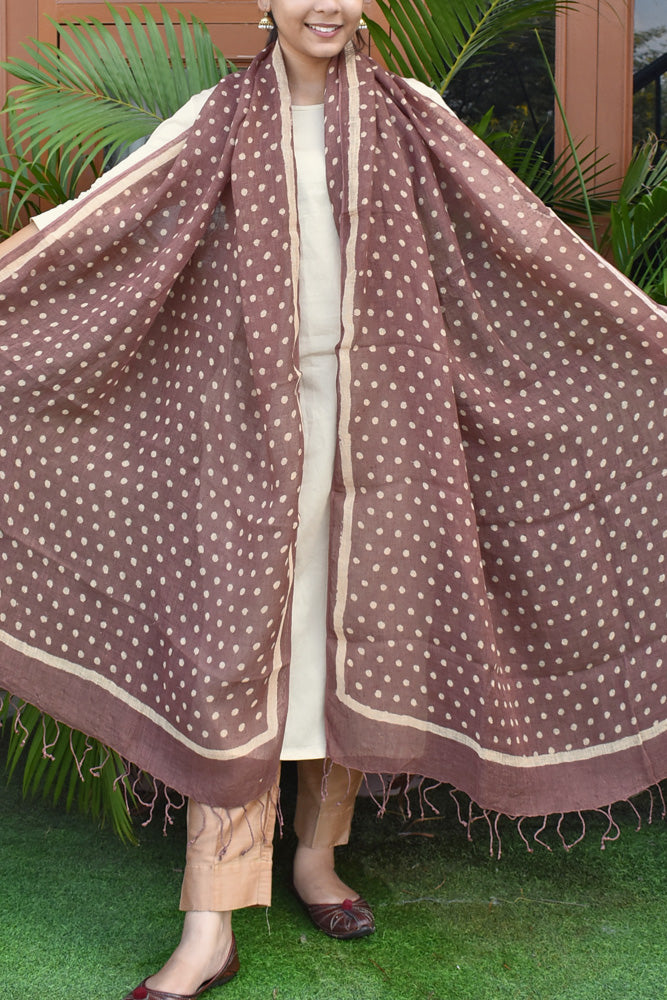 Elegant Hand Block Printed Pure Linen dupatta