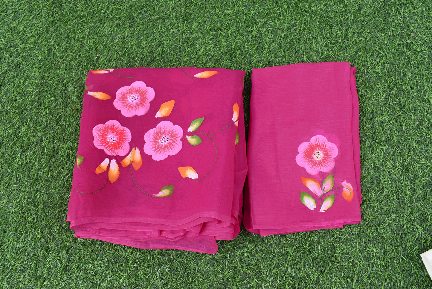 Prakriti : Beautiful Chiffon Saree with Hand Painted Floral Motifs