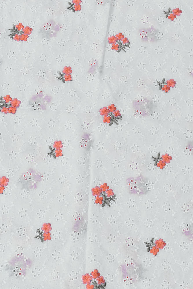 Beautiful cotton fabric with schiffli work & embroidery - 2.3 mtrs