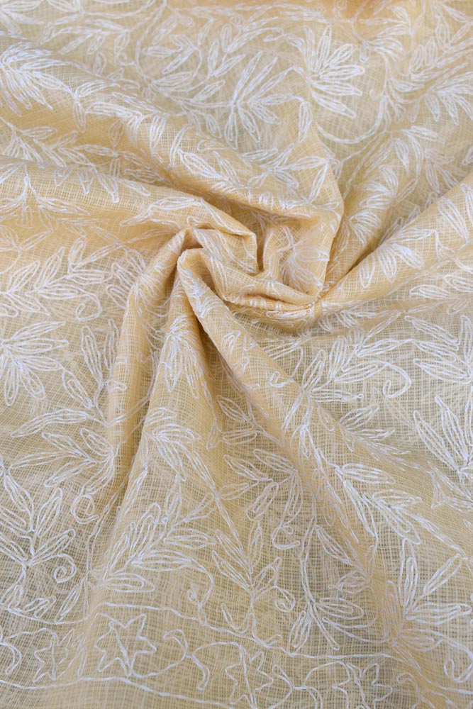 Hand Embroidered Chikankari Tepchi work Kota Doria fabric - (2.7 - 2.8 mtrs )
