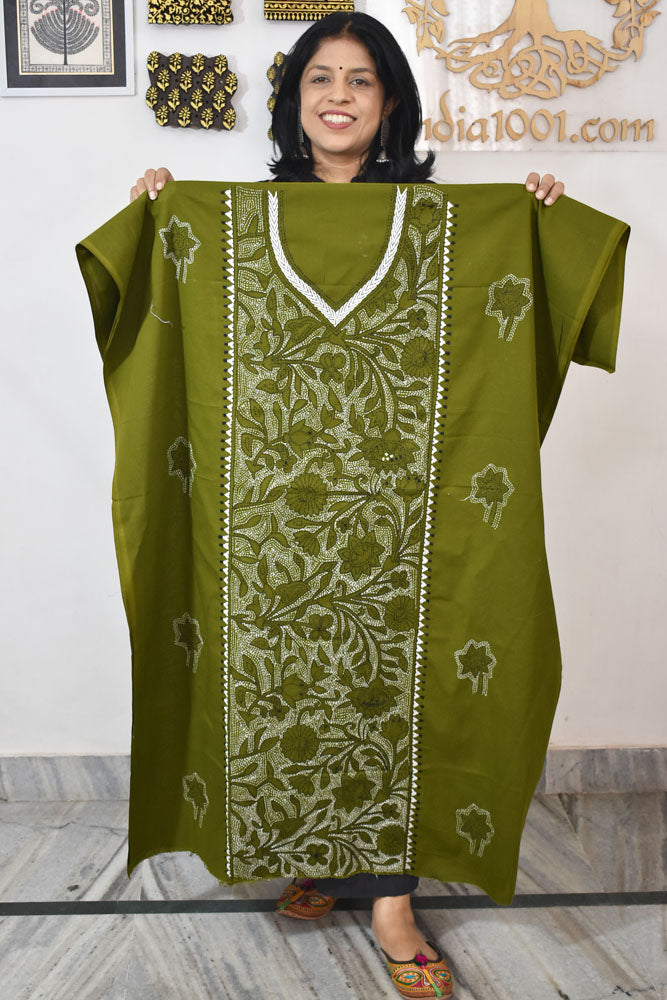 Hand Embroidered Kantha work cotton fabric - (Length 2.8 mtrs )