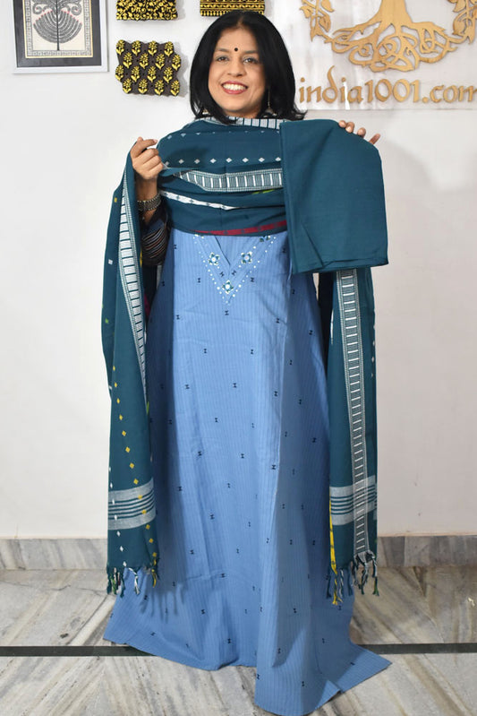 Elegant Handloom Cotton suit with cotton dupatta