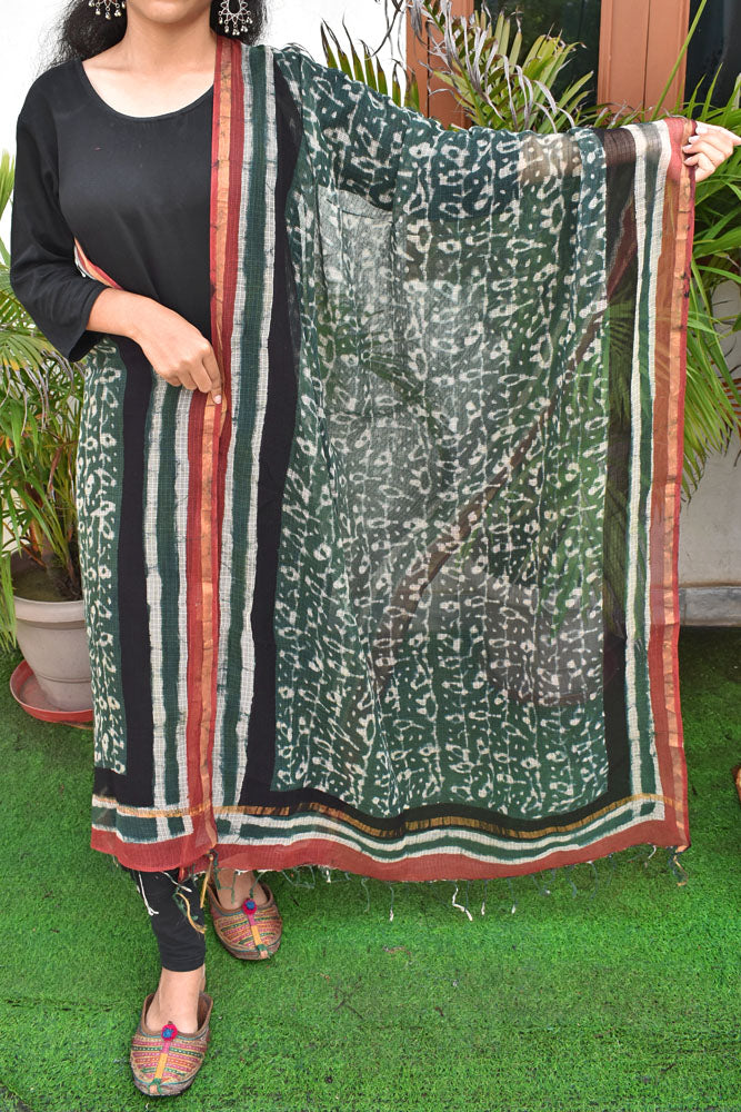 Hand Block Printed Kota Cotton Dupatta