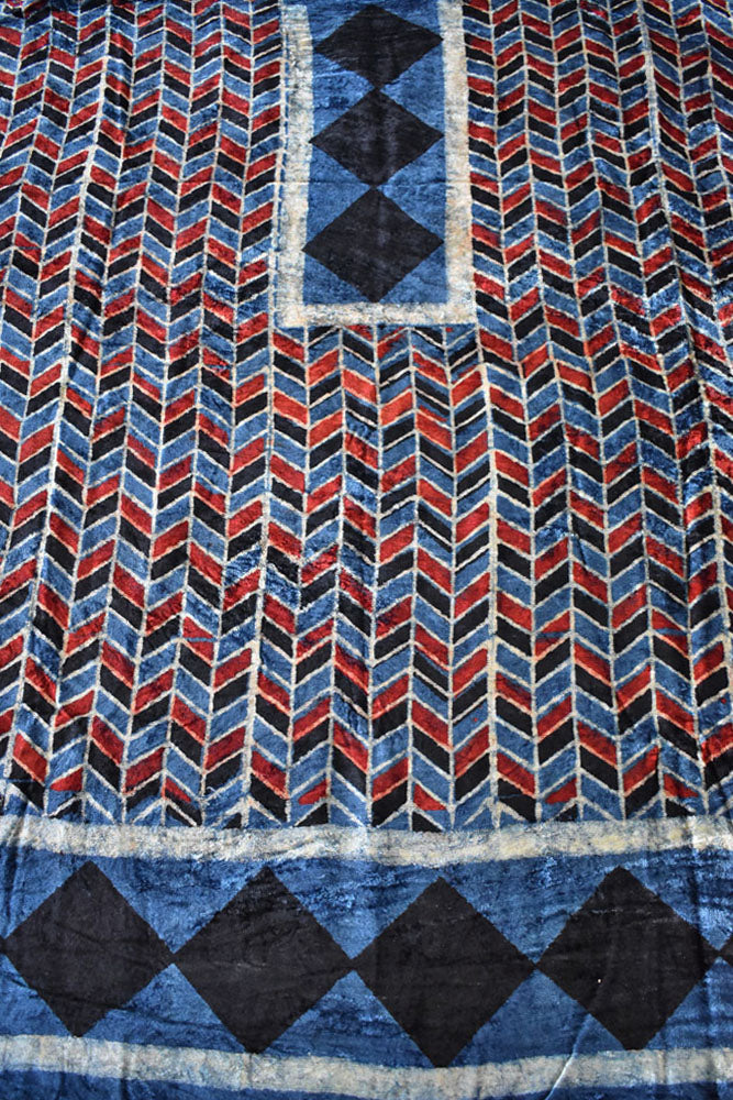 Ajrakh Velvet kurta fabric