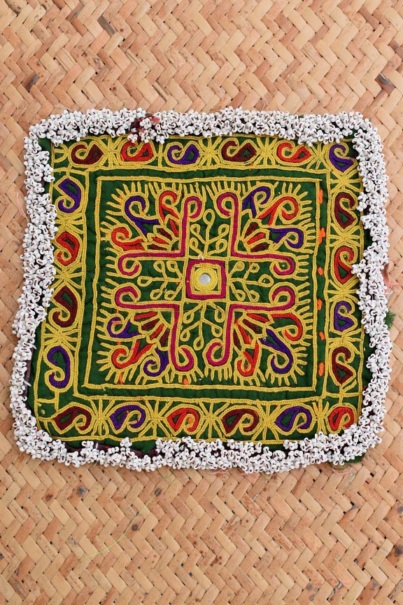 Authentic Vintage Hand Embroidered Banjara Afghani Tribal Patch with bead work