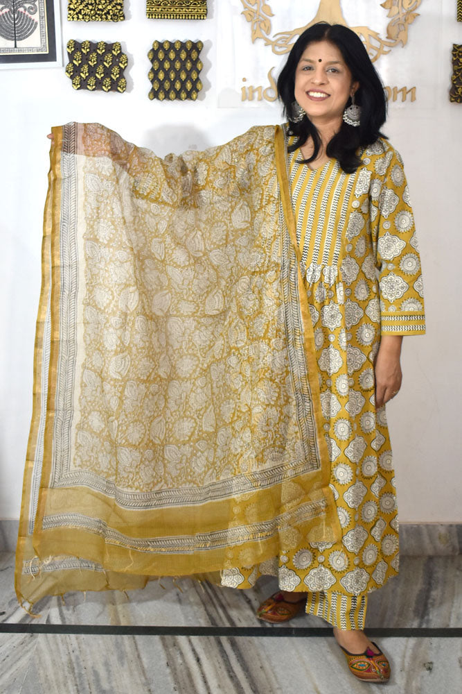 Hand Block Printed Kota Cotton Dupatta