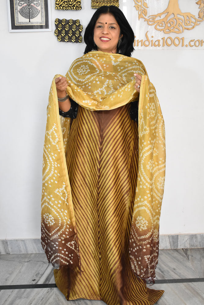 Premium Chanderi Silk Cotton Kurta dupatta sets with Bandhani Work