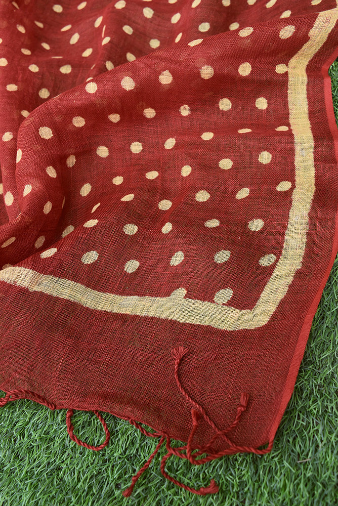 Elegant Hand Block Printed Pure Linen dupatta