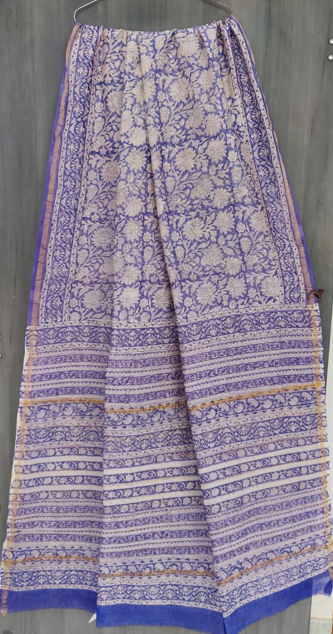 Beautiful Hand Block Printed Chanderi Silk Cotton Saree