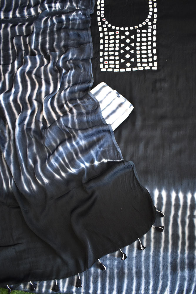 Shibori & Kutch Mirror Work Modal silk suit