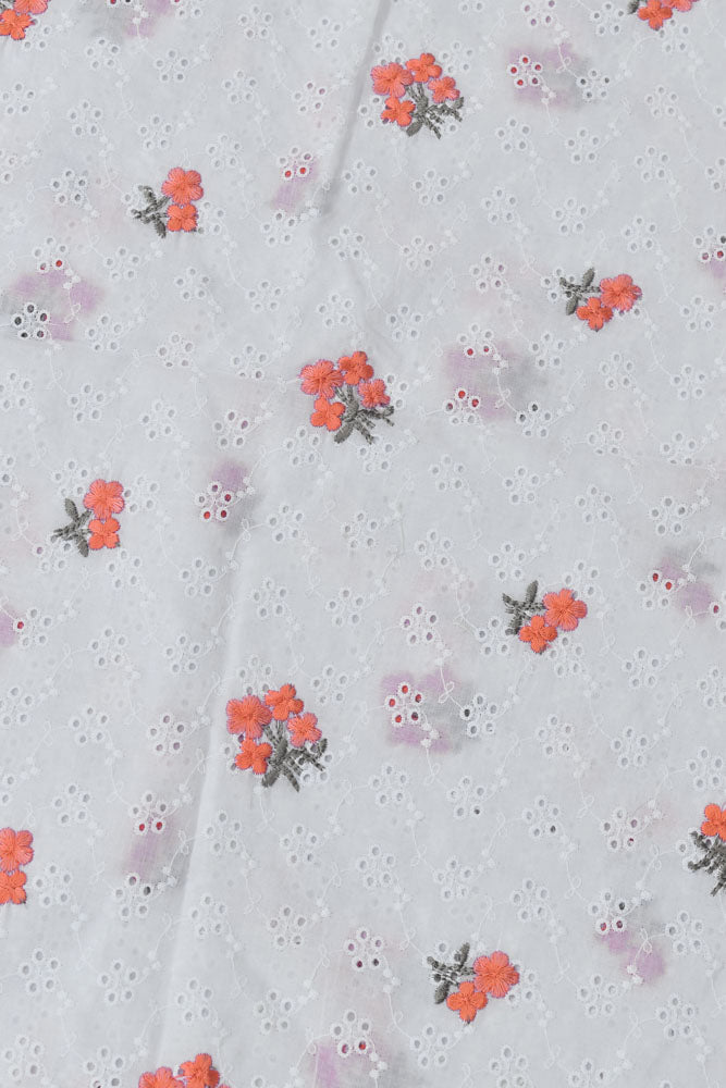 Beautiful cotton fabric with schiffli work & embroidery - 2.3 mtrs