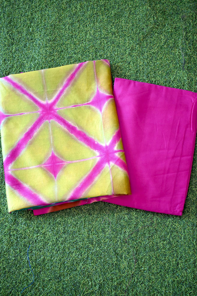 Stunning Hand Crafted Clamp Dyed Chanderi Kurta & cotton pant Unstitched sets