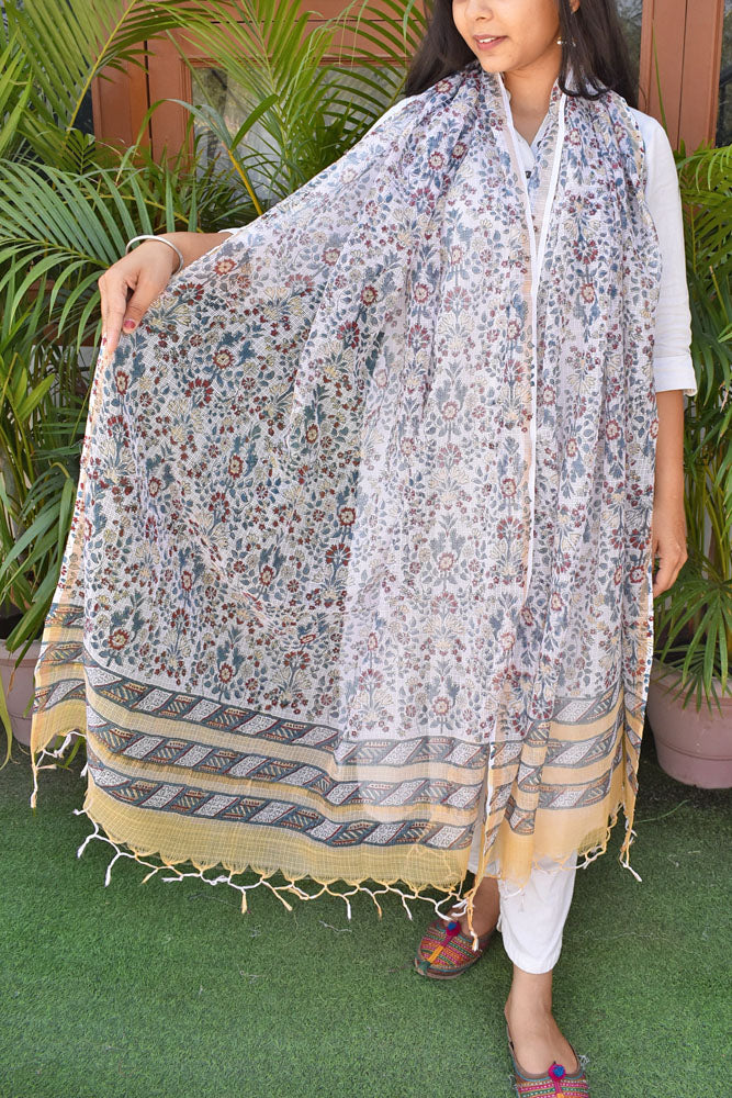 Hand Block Printed Kota Cotton Dupatta